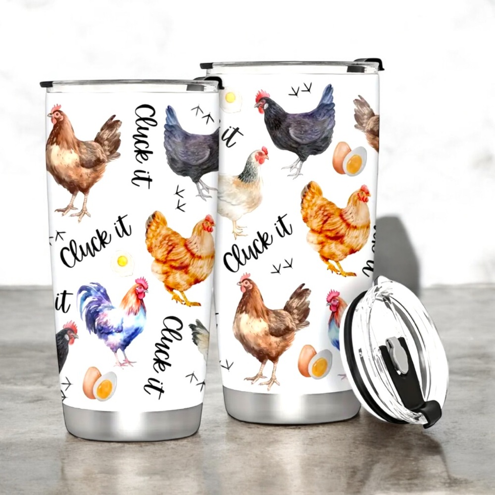 Chicken print Tumbler with Lid 20oz stainless steel